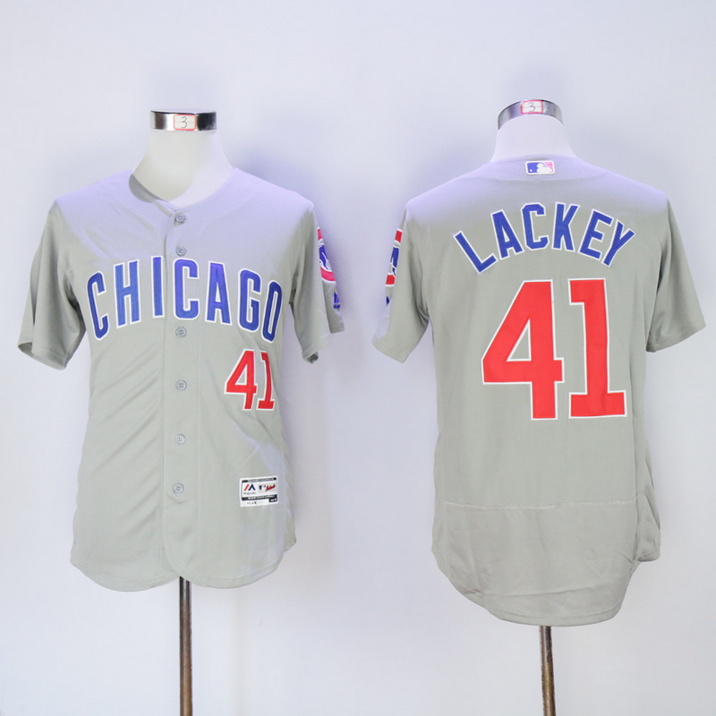 Men Chicago Cubs #41 Lackey Grey MLB Jerseys->chicago cubs->MLB Jersey